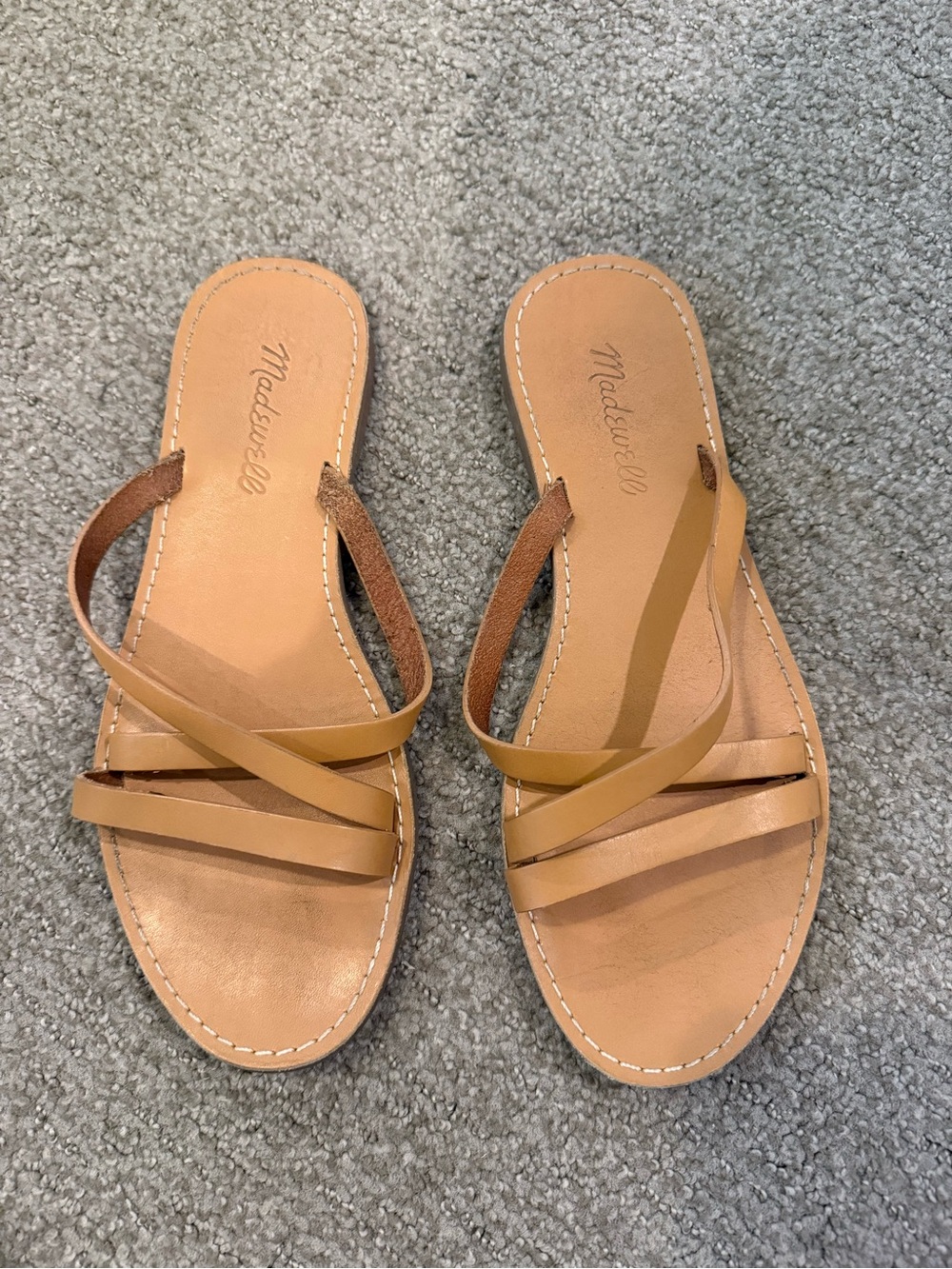 Madewell Camel Leather Strappy Slide Sandals - Picture 2 of 4